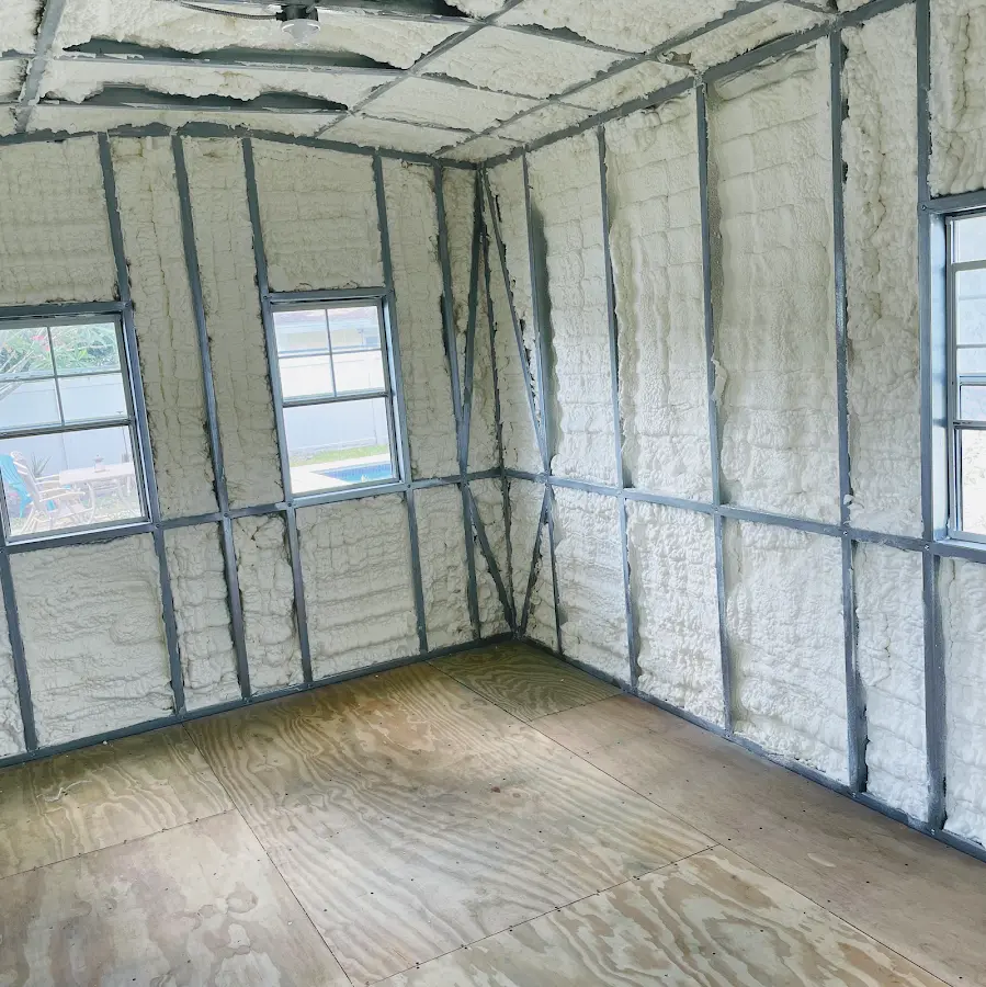 Closed-cell spray foam insulation applied to wall cavities in a residential project in Wheat Ridge
